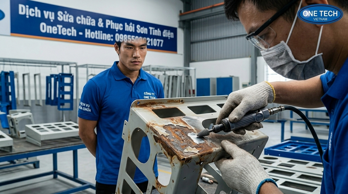 Xử lý lớp sơn tĩnh điện bị gỉ và bong tróc Xử lý lớp sơn tĩnh điện bị gỉ và bong tróc