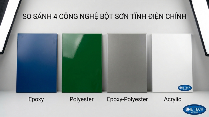Các loại sơn tĩnh điện epoxy polyester epoxy polyester và acrylic Minh họa các hệ bột sơn tĩnh điện epoxy polyester epoxy polyester và acrylic