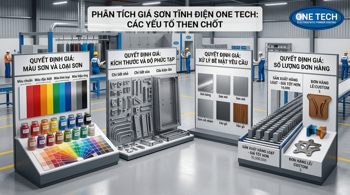 Các yếu tố ảnh hưởng giá sơn tĩnh điện Hải Phòng gồm kích thước, màu sơn, xử lý bề mặt và số lượng