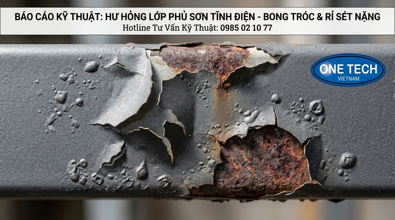 Dấu hiệu sơn tĩnh điện bị bong tróc Dấu hiệu sơn tĩnh điện bong tróc rộp sơn và lộ rỉ sét
