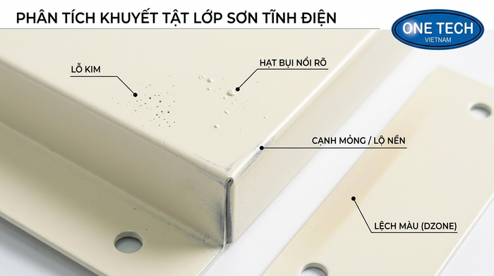 Lỗi thường gặp trên bề mặt sơn tĩnh điện Các lỗi thường gặp trên bề mặt sơn tĩnh điện cần kiểm tra khi nghiệm thu