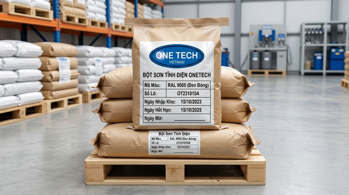 Ghi nhãn mã màu số lô và ngày mở bao bột sơn tĩnh điện