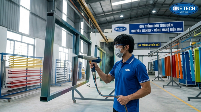 Ứng dụng sơn tĩnh điện công nghiệp Hải Phòng cho khung thép, giá kệ và thiết bị nhà xưởng