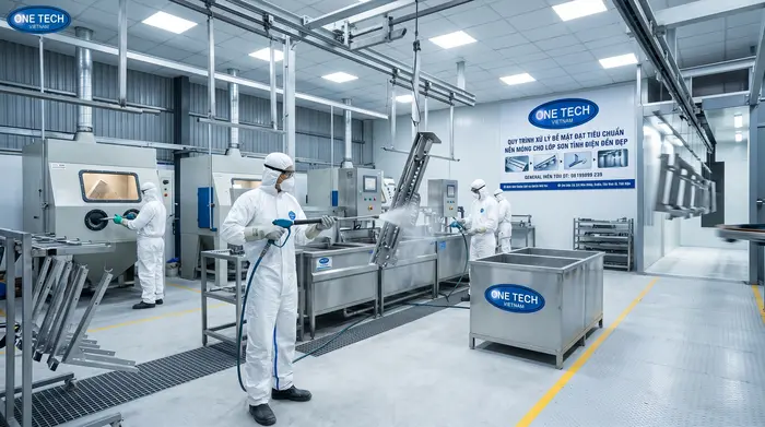Xử lý bề mặt trước khi sơn tĩnh điện Xử lý bề mặt kim loại trước khi phun bột sơn tĩnh điện