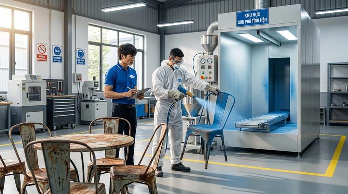 Dấu hiệu bàn ghế cần sơn tĩnh điện lại Bàn ghế sắt cũ cần xử lý và sơn tĩnh điện lại