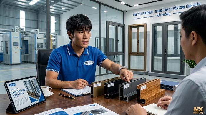 OneTech tư vấn sơn tĩnh điện khung nhôm kính tại Hải Phòng