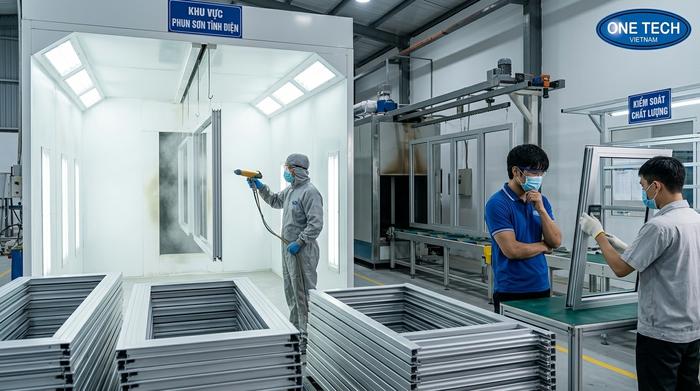 Quy trình sơn tĩnh điện cho khung nhôm kính từ xử lý bề mặt đến kiểm tra
